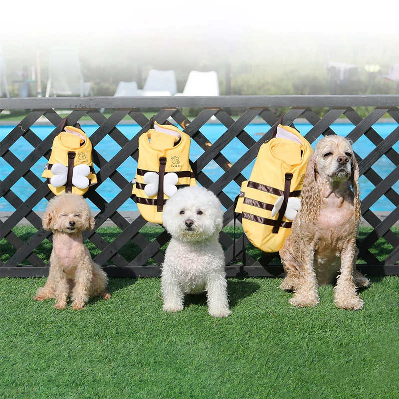 Summer Little Bee Dog Swimsuit - Dog Life Jacket บทวิจารณ์และราคา