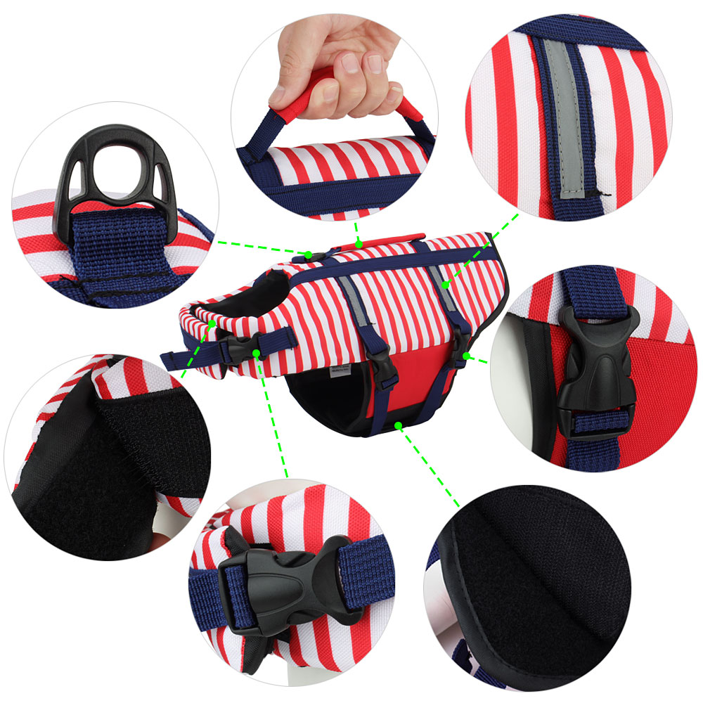 Summer Striped Pet Dog Life Sw - Dog Life Jacket บทวิจารณ์และราคา