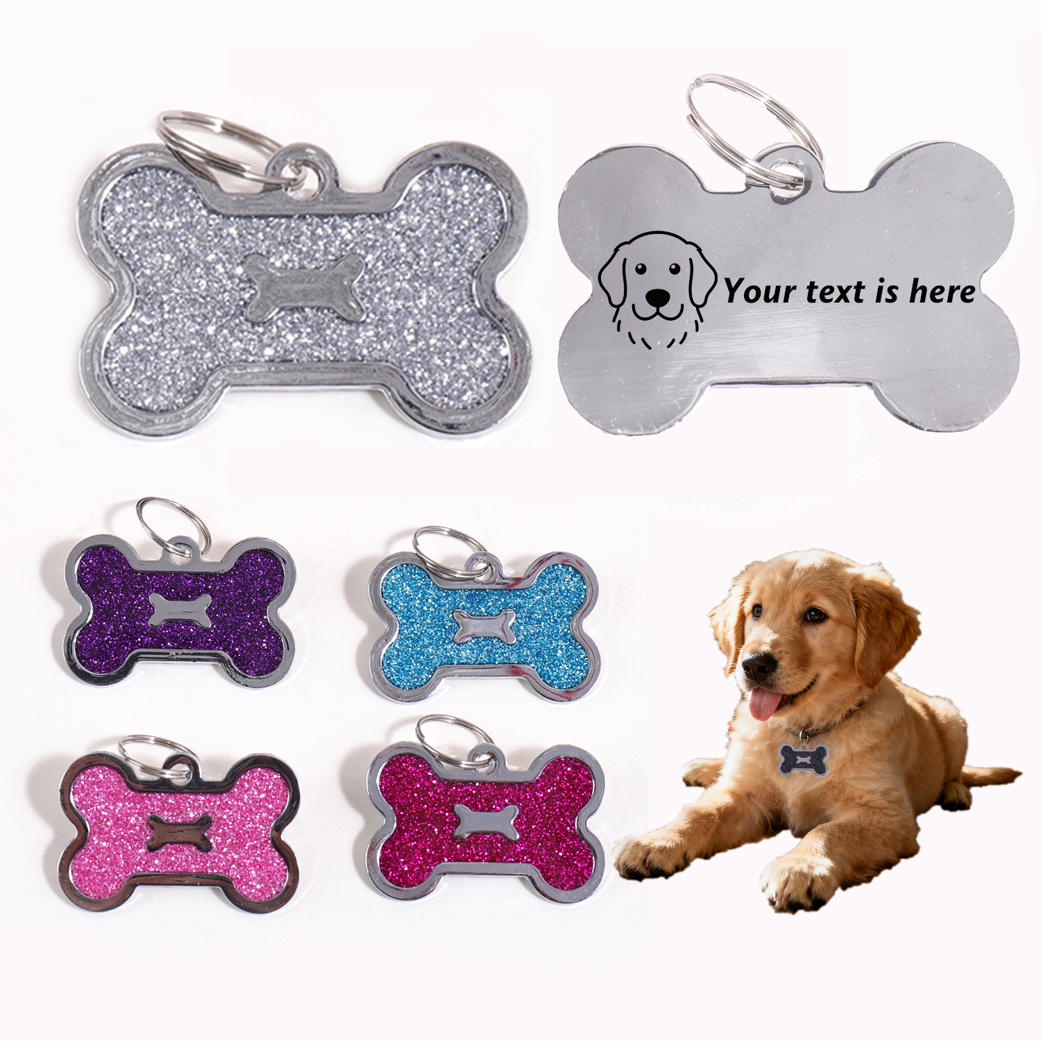 Glitter Custom Text Dog Tags C - Pet Supplies Usa บทวิจารณ์และราคา